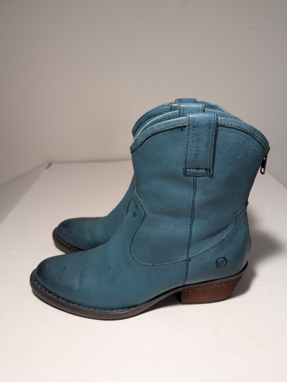 Born Wynd Distressed Leather Western Boots Size 7.5 Turquoise - Picture 7 of 12